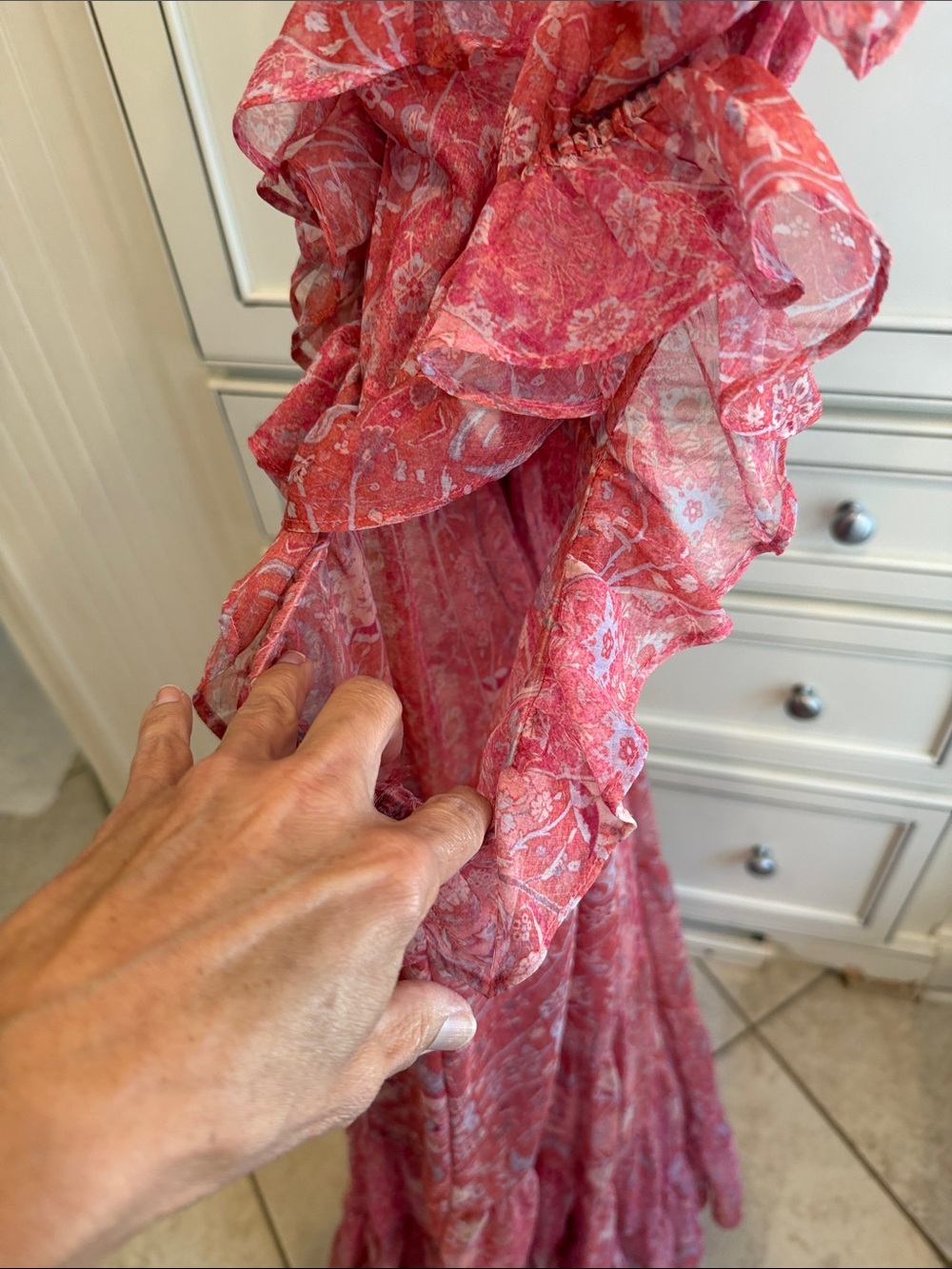Misa Los Angeles Pink Floral Ruffled Maxi Dress - Picture 7 of 14